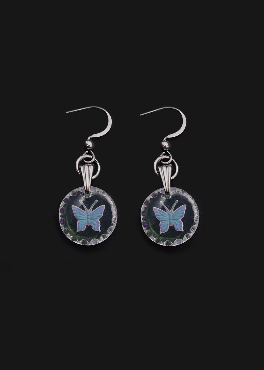 Iridescent Glass Butterfly Earring