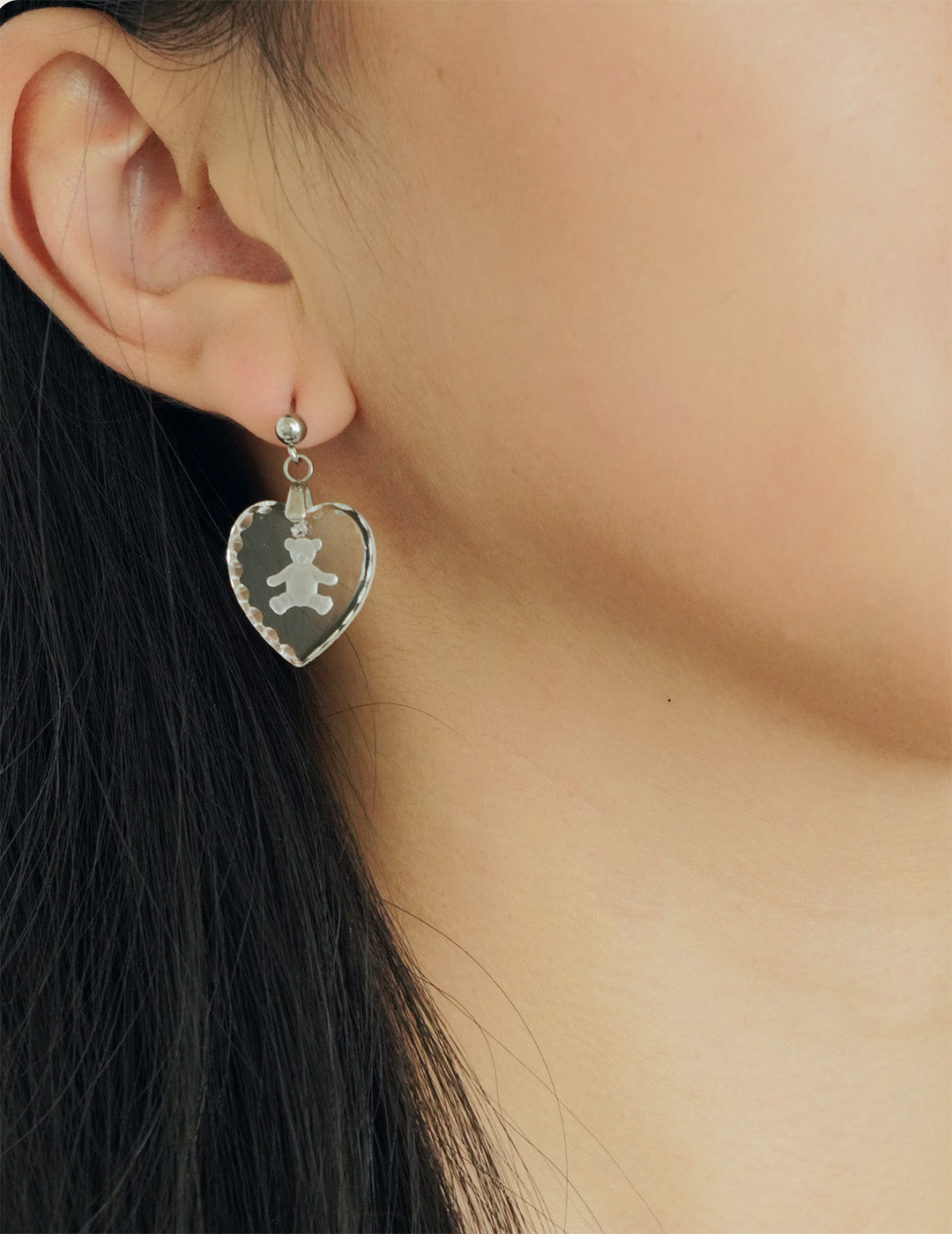 Clear Teddy Bear Earring