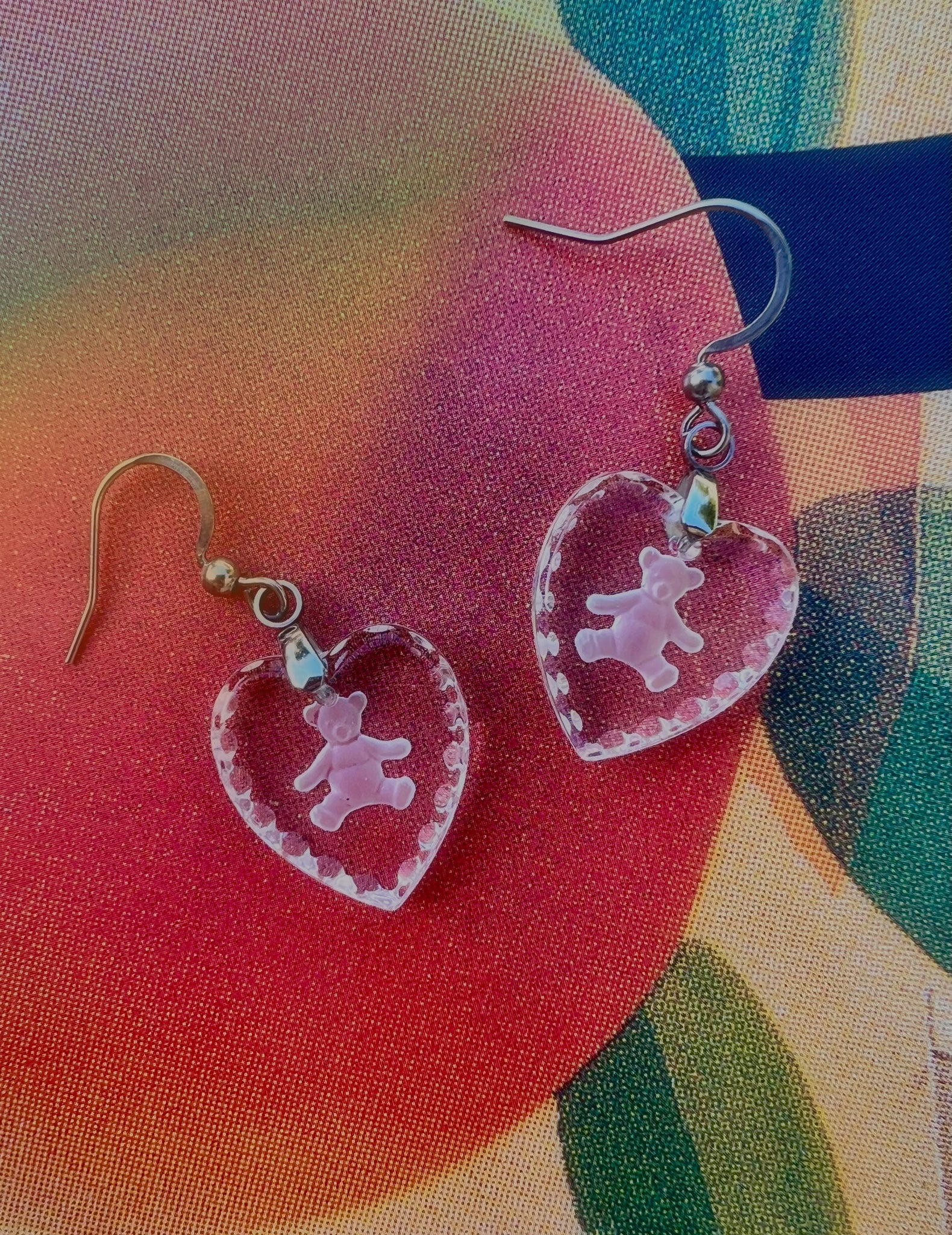 Clear Teddy Bear Earring